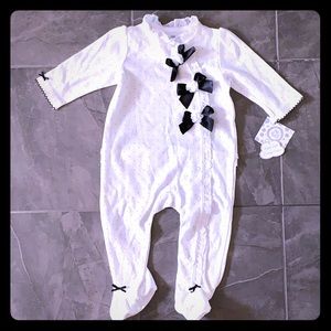 New little me baby ivory footed onesie sleeper